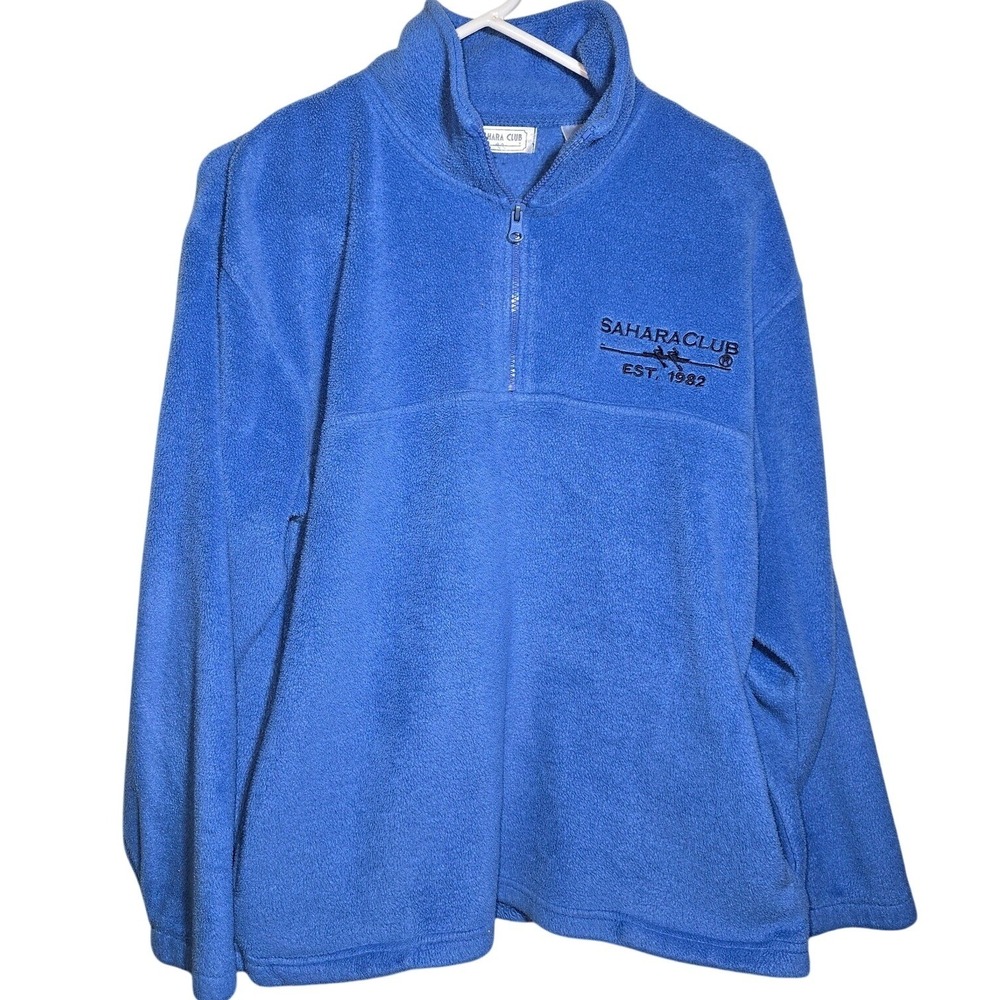 Sahara Club Periwinkle Blue 1/4 Zip Fleece with Pockets 100% Polyester‎ Large